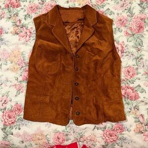 Brown suede western vest
